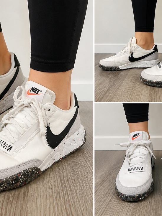 Nike Shoes - Nike Women's White Sneakers with Black Swoosh and Speckled Sole